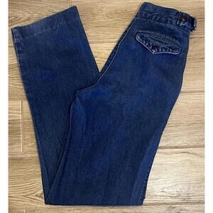 Vtg 1990's BUGLE BOY 28XL Dbl Pocket Belted Waist Dark Wash Jeans